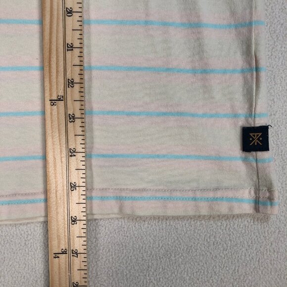 Roark T Shirt Men's S Off-White Blue 100% Cotton Stripe Pocket Logo - Picture 9 of 11